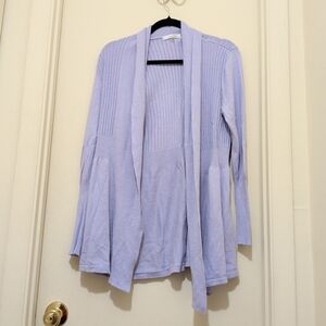 August Silk Lavender Open Front Cardigan Ribbed Knit Women’s Large